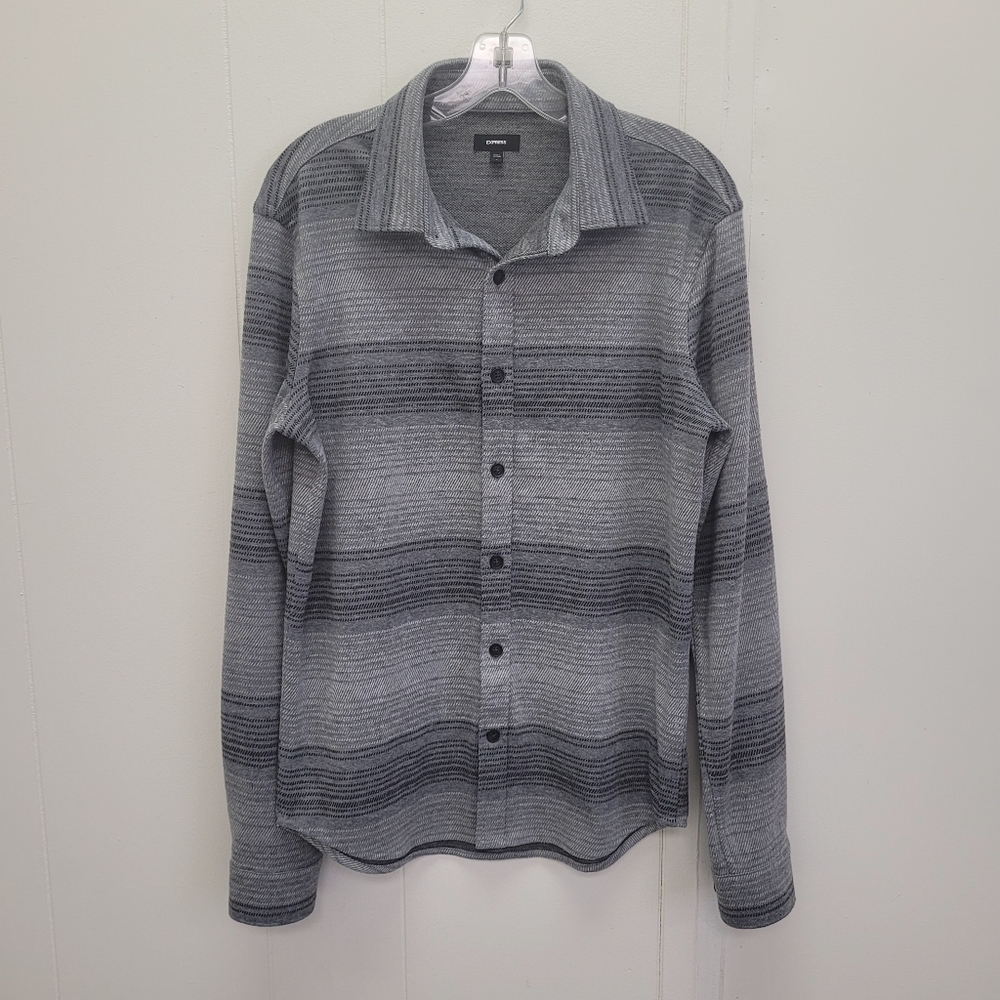 Express Striped Sweater Flannel Shirt